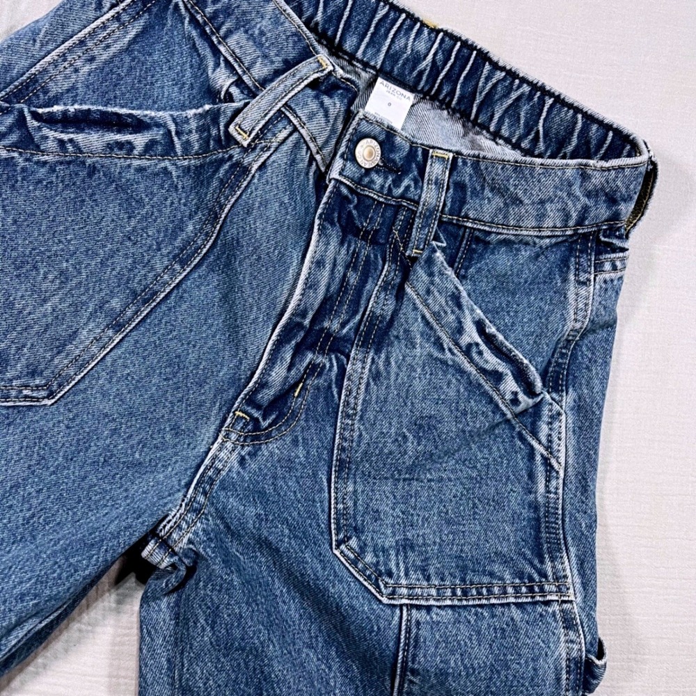 Vtg Arizona‎ Carpenter Jeans High Waist Elastic Waist Wide Leg Blue Size 6 24x33
